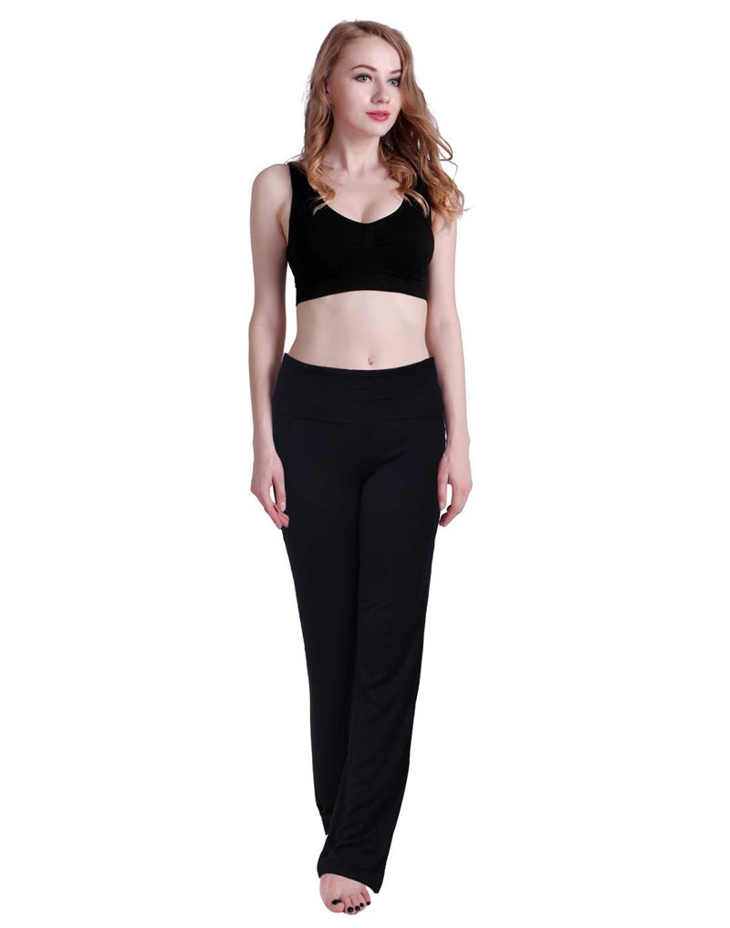 HDE Foldover Athletic Yoga Pants Gym Workout Leggings (Black, X-Large) - Image 5